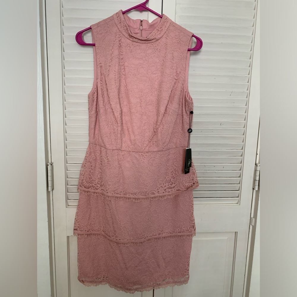 adrianna Papell sophia lace tiered a line in lilac mist